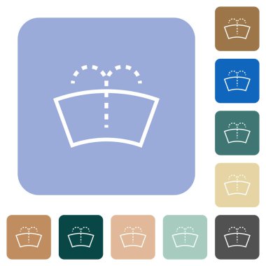 Renkli yuvarlak kare arka planlarda ön cam yıkama beyaz düz simgeler