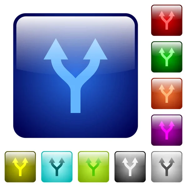 Split Setas Para Cima Ícones Cor Quadrada Arredondada Conjunto Botões — Vetor de Stock