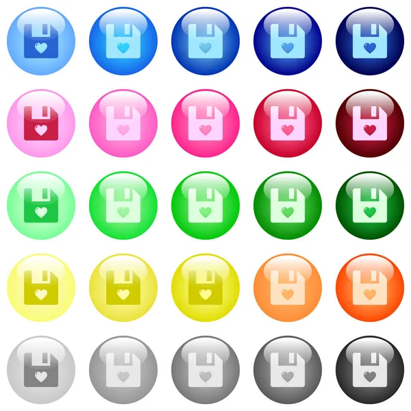 Renkli Parlak Küresel Düğme Setindeki Favori Dosya Simgeleri — Stok Vektör
