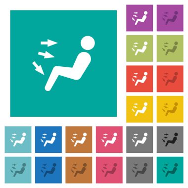 Aracın hava akışı yönü düz arkaplanda çok renkli düz ikonlar. Uçan veya etkin efektler için beyaz ve koyu simge varyasyonları.