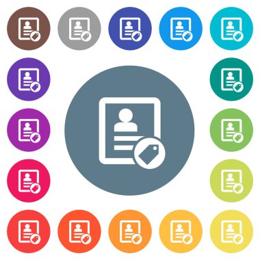 Yuvarlak renkli arkaplanlarda düz beyaz simgelerle temas kur. 17 arkaplan renk varyasyonu dahil.