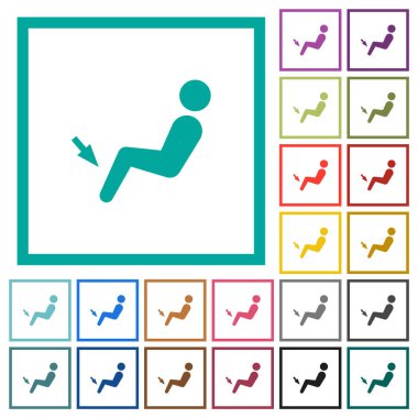 Beyaz zemin üzerinde çeyrek çerçeve ile araba hava akışı yönü düz ayak renk simgeleri