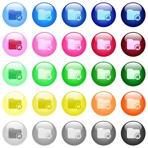 Иконки Домашнего Каталога Наборе Цветных Глянцевых Сферических Кнопок — стоковый вектор