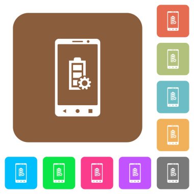 Gezici pil ayarları yuvarlak kare renkli arkaplandaki düz simgeler.