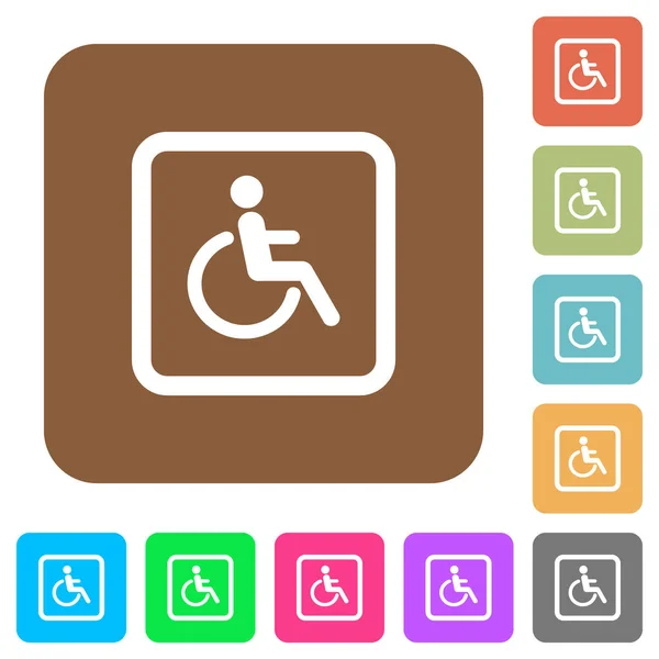 Icônes Plates Stationnement Pour Handicapés Sur Des Milieux Carrés Arrondis — Image vectorielle