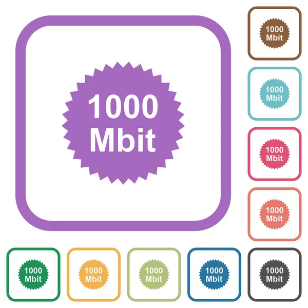 Autocollant Garantie 1000 Mbit Icônes Simples Couleurs Arrondies Cadres Carrés — Image vectorielle
