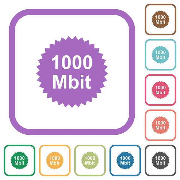 1000 Mbit 스티커 색상둥근 사각형 프레임의 아이콘 배경에 — 스톡 벡터