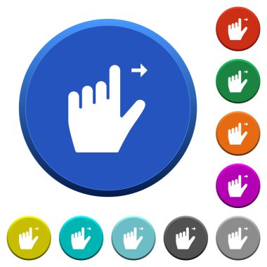 Sol el, düz yüzeyli, düz beyaz simgeli, düz renkli, eğimli düğmeleri hareket ettirir