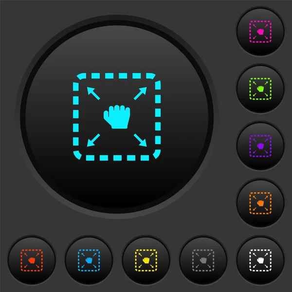 Drag Item Dark Push Buttons Vivid Color Icons Dark Grey — Stock Vector