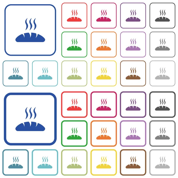 Yuvarlak Kare Çerçeveli Taze Ekmek Rengi Düz Simgeler Nce Kalın — Stok Vektör
