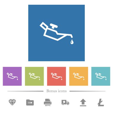 Kare arkaplanlarda yağlı bembeyaz simgeler. 6 bonus simgesi dahil.