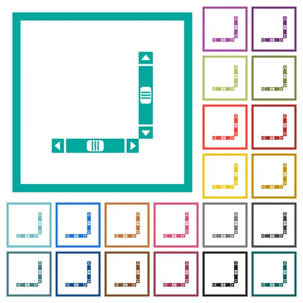 Barras Desplazamiento Verticales Horizontales Iconos Color Plano Con Marcos Cuadrante — Archivo Imágenes Vectoriales