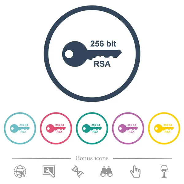 Iconos Cifrado Rsa 256 Bits Color Plano Contornos Redondos Iconos — Vector de stock