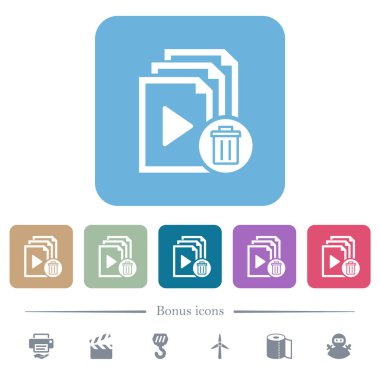 Renkli yuvarlak kare arkaplandaki tüm çalma listesi beyaz düz simgelerini sil. 6 bonus simgesi dahil