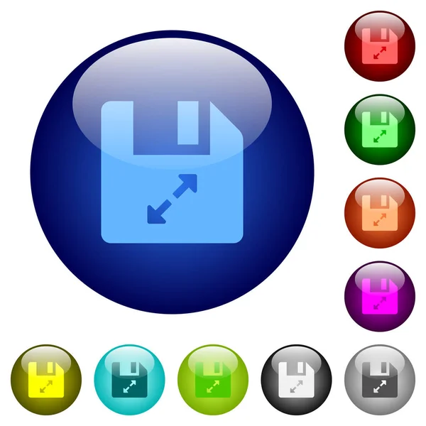 Uncompress File Icons Glass Buttons Multiple Colors Arranged Layer Structure — Stock Vector