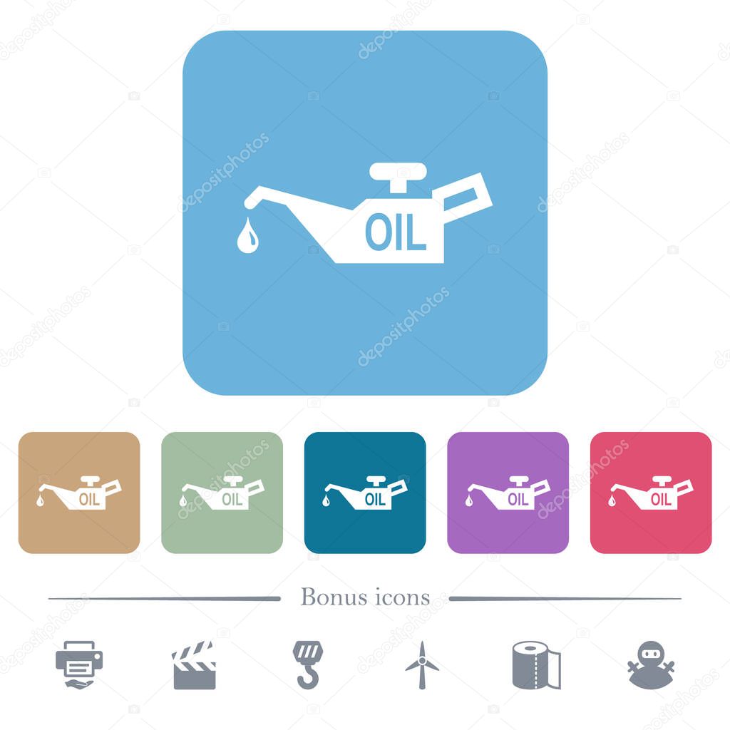 Oiler white flat icons on color rounded square backgrounds. 6 bonus icons included