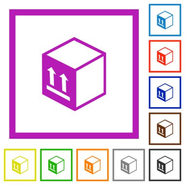 Beyaz arkaplanda kare çerçevelerde tek paket düz renk simgeleri