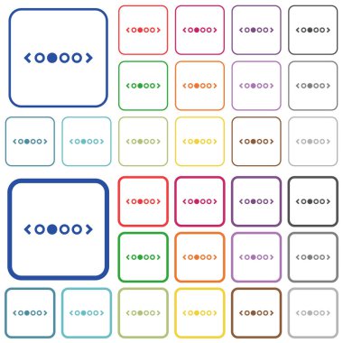  Yuvarlak kare çerçevelerde düz renkli simgeler. İnce ve kalın versiyonlar dahil.