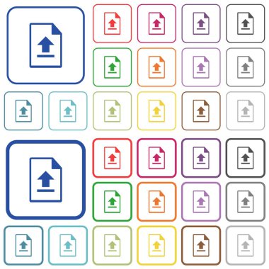 Dosya rengi düz simgeleri yuvarlak kare çerçevelere yükle. İnce ve kalın versiyonlar dahil.