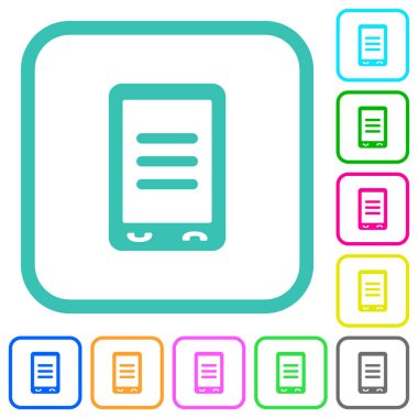 Beyaz arkaplan üzerindeki eğimli sınırlarda mobil seçenekler canlı renkli düz simgeler