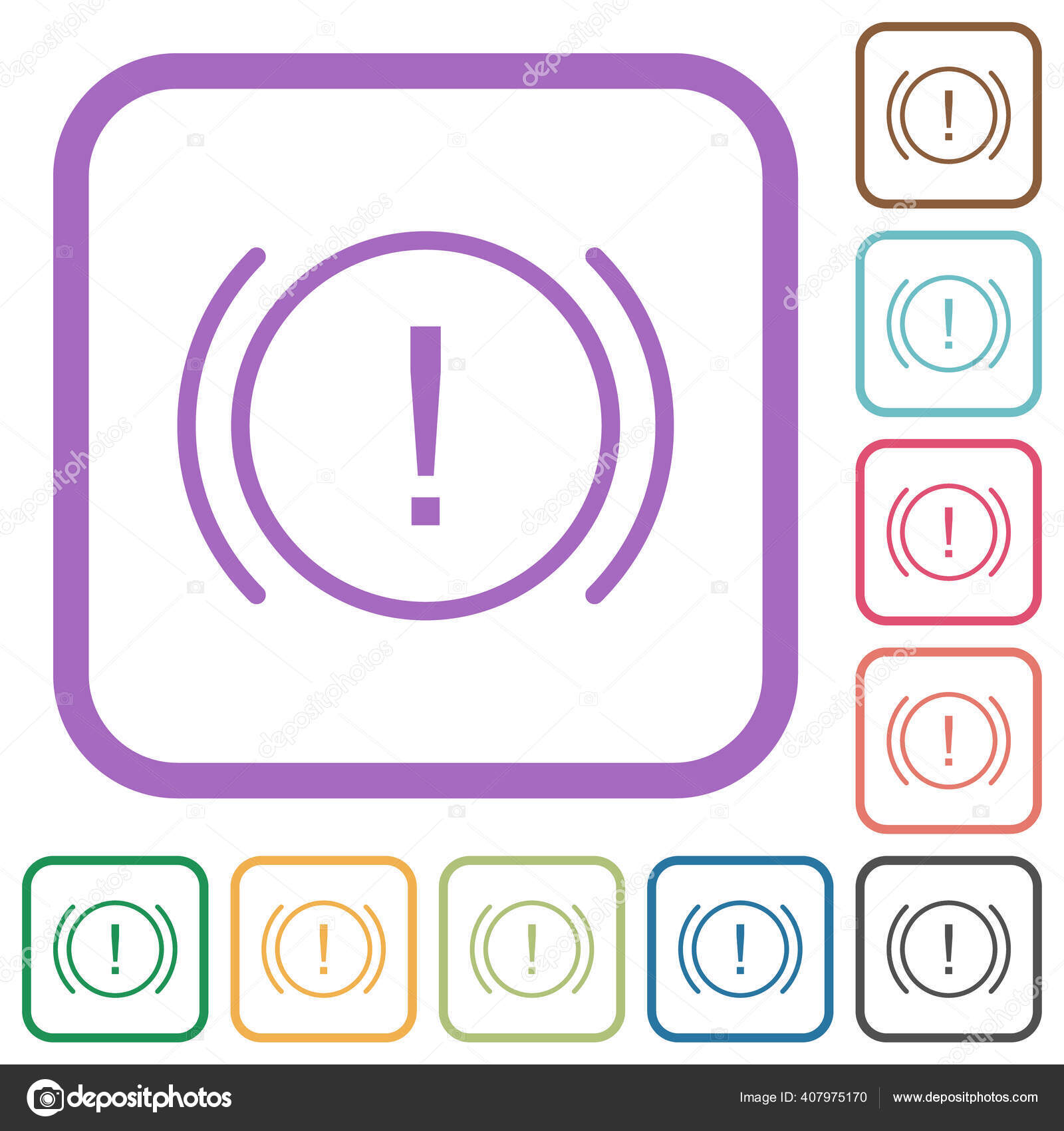 Car Dashboard Handbrake Indicator Simple Icons Color Rounded Square Frames Vector Image By C Renegadehomie Vector Stock