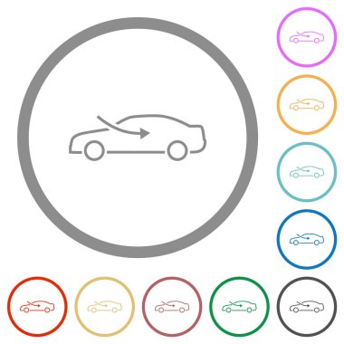 araba hava akışı ayarlama dış düz renk simgeleri beyaz arkaplan üzerinde yuvarlak anahatlar