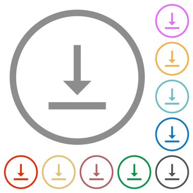 Beyaz arkaplanda yuvarlak çizgilerde alt düz renk simgelerini dikey hizala