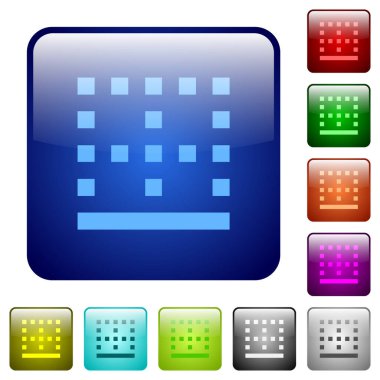 Yuvarlak kare renkli parlak düğmeli alt kenarlık simgeleri