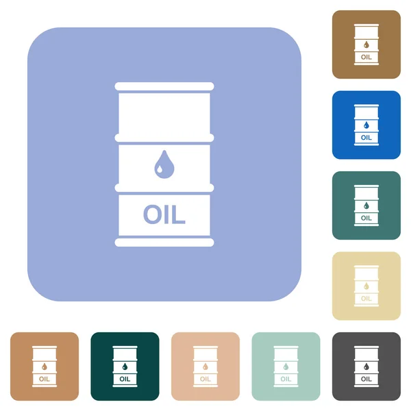 Нефтяная Бочка Белые Плоские Иконки Цветных Округлых Квадратных Фонов Бонусных — стоковый вектор