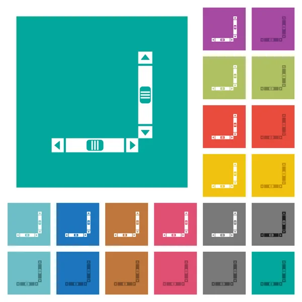 Barras Desplazamiento Verticales Horizontales Iconos Planos Multicolores Sobre Fondos Cuadrados — Archivo Imágenes Vectoriales