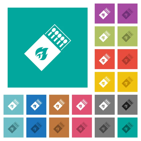 Box of matches multi colored flat icons on plain square backgrounds. Included white and darker icon variations for hover or active effects. — Stock Illustration Box Matches Multi Colored Flat Icons Plain Square Backgrounds Included Royalty Free Stock Illustrations
