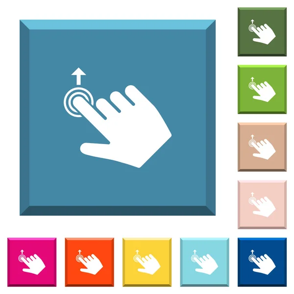 Right Handed Slide Gesture White Icons Edged Square Buttons Various — Stock Vector