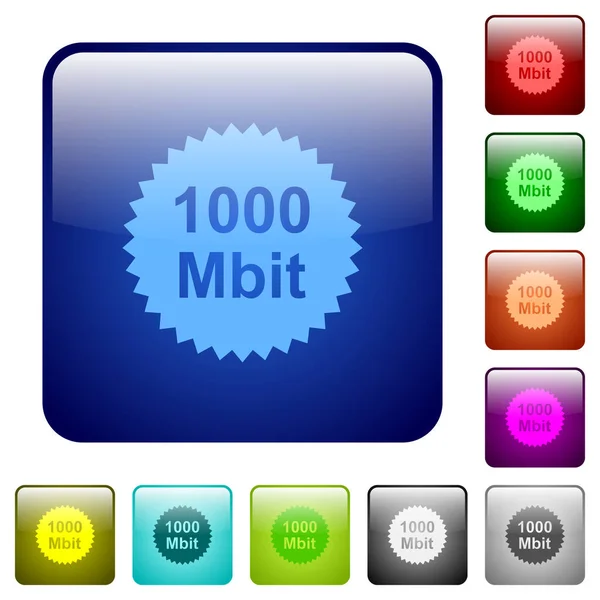 1000 Mbit Garantie Sticker Pictogrammen Afgeronde Vierkante Kleur Glanzende Knop — Stockvector