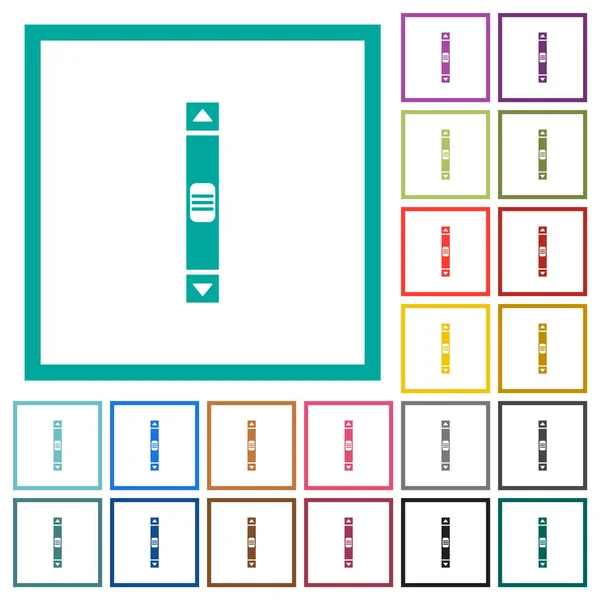 Barra Desplazamiento Vertical Iconos Color Plano Con Marcos Cuadrante Sobre — Archivo Imágenes Vectoriales