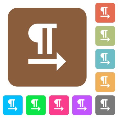 Yuvarlak kare renkli arkaplanlarda soldan sağa metin yönünde düz simgeler.