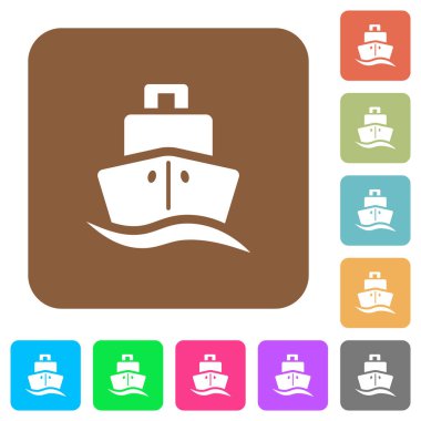 Yuvarlak kare renkli arkaplanlarda gemi düz simgeleri gezdir.