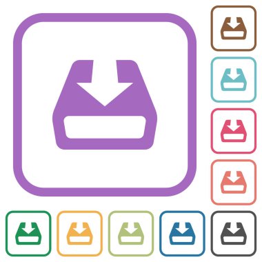 Sabit diske basit simgeleri beyaz arkaplanda yuvarlak kare çerçevelerde yükle