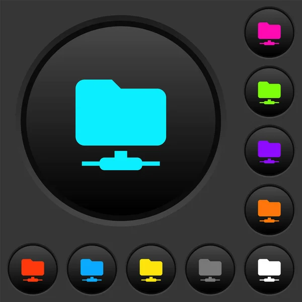 Botones Ftp Oscuros Con Iconos Colores Vivos Sobre Fondo Gris — Vector de stock