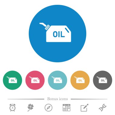 Yuvarlak renkli arka planlarda yağlı bembeyaz simgeler. 6 bonus simgesi dahil.