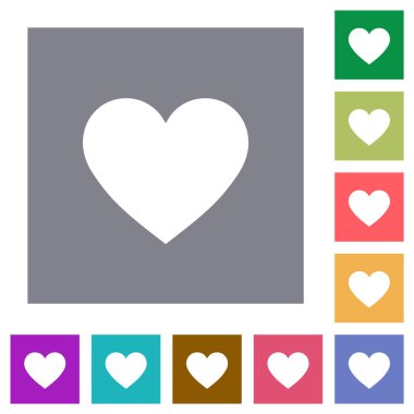 Basit renk kare arkaplan üzerindeki kalp kartı simgeleri düz simgeler