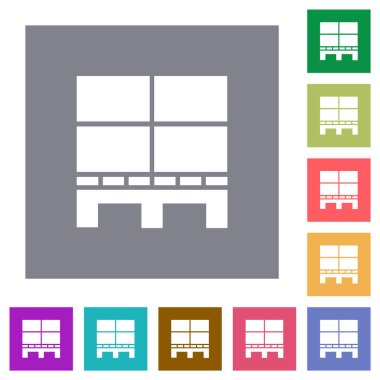 Basit renk kare arkaplan üzerinde kutular düz simgeler içeren palet