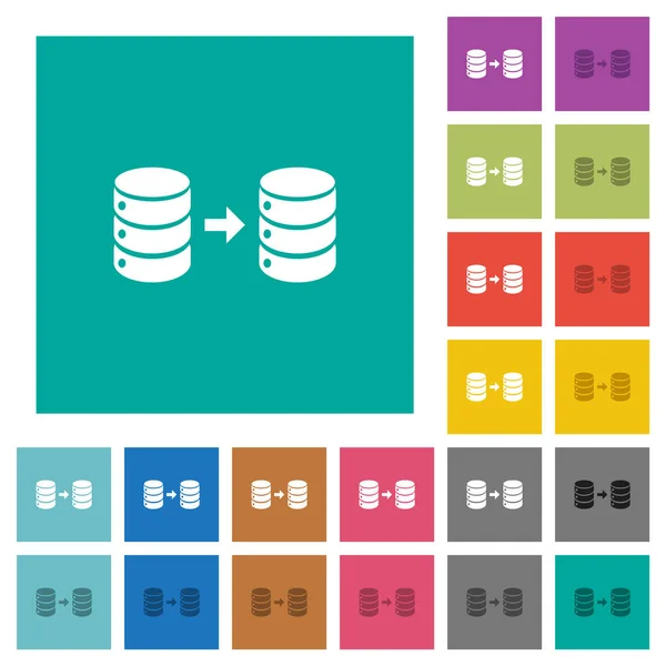 Base Datos Que Refleja Iconos Planos Multicolores Sobre Fondos Cuadrados — Vector de stock