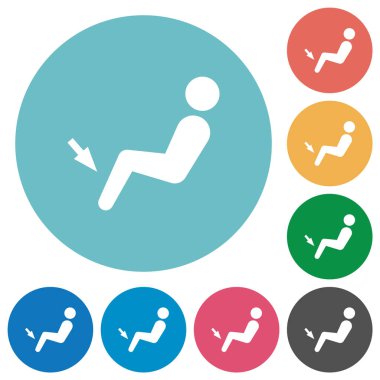 Araba hava akışı yönü ayak düz beyaz simgeler yuvarlak renk arkaplan