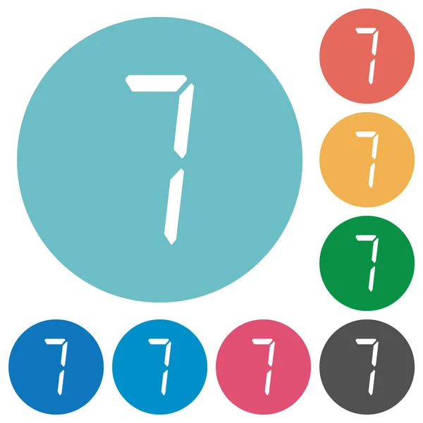 圆形色彩背景下七段平面白色图标的数字7号 — 图库矢量图片