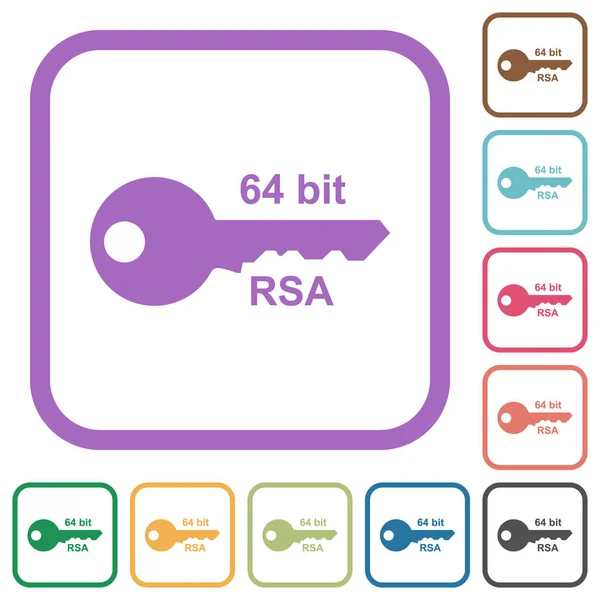 Bits Cryptage Rsa Icônes Simples Dans Des Cadres Carrés Arrondis — Image vectorielle