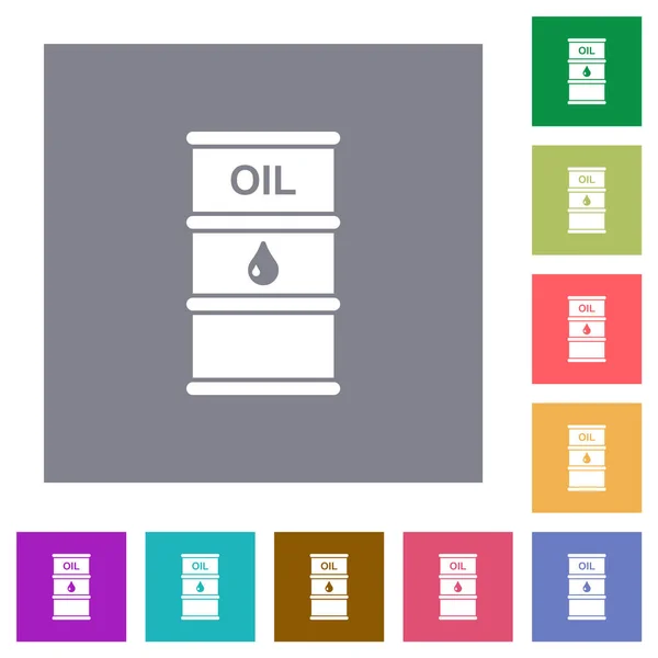 Нафтові Плоскі Значки Простих Кольорових Квадратних Фонах — стоковий вектор