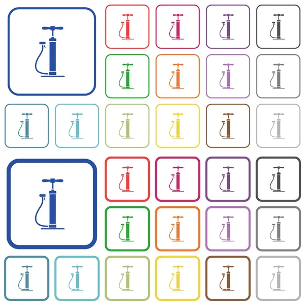 Couleur Pompe Air Icônes Plates Dans Des Cadres Carrés Arrondis — Image vectorielle