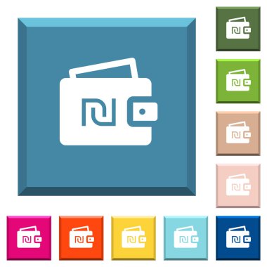 İsrail 'in yeni Shekel cüzdan beyaz simgeleri köşeli kare düğmelerde çeşitli moda renklerde