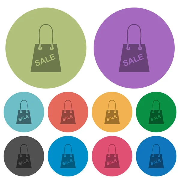 Shopping Bag Sale Text Darker Flat Icons Color Background — Stock Vector