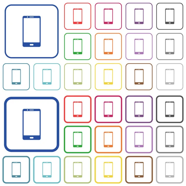 Nowoczesny Telefon Komórkowy Jednym Przyciskiem Koloru Płaskie Ikony Zaokrąglonych Kwadratowych — Wektor stockowy